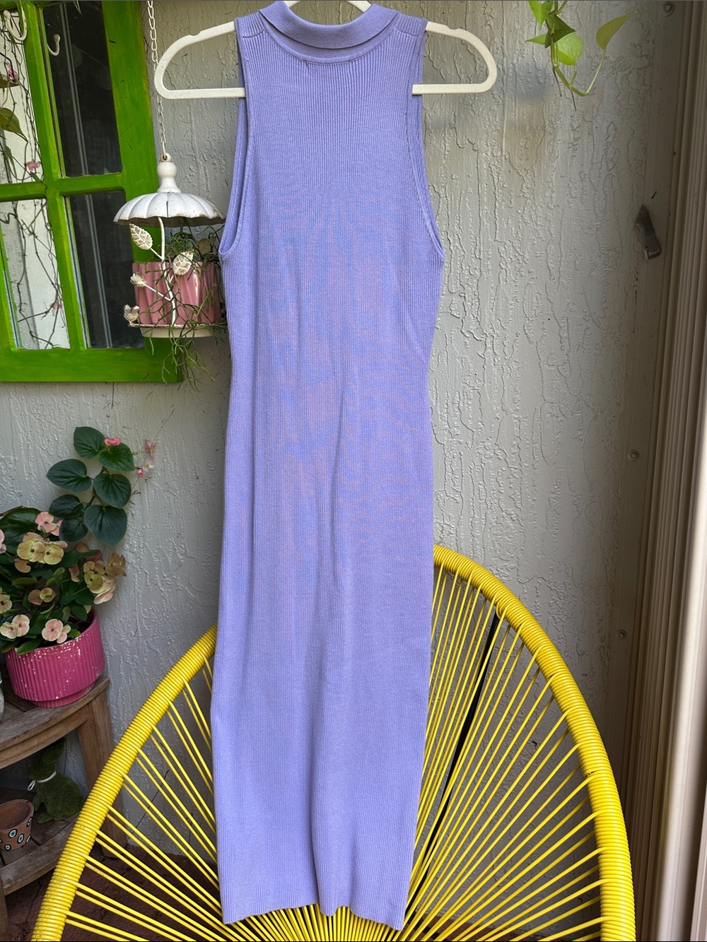 House of Harlow 1960 Lavender Ribbed Sleeveless Polo Dress - Picture 4 of 4